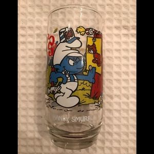 1983 Handy Smurf Wallace Berrie Drinking Glass